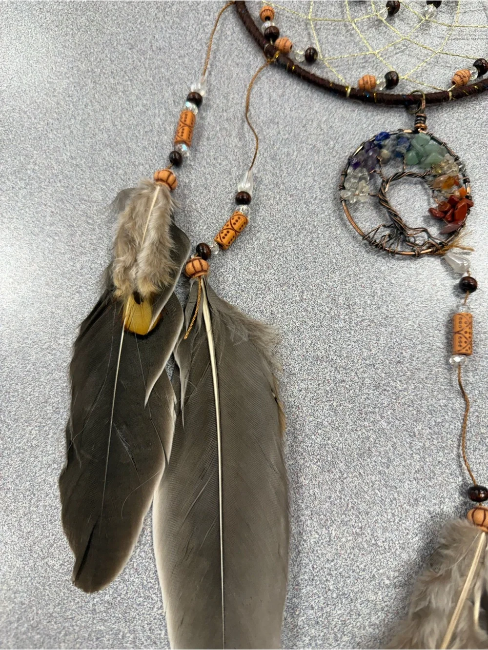 NWOT Bohemian Brown Feather Dreamcatcher Wall Hanging